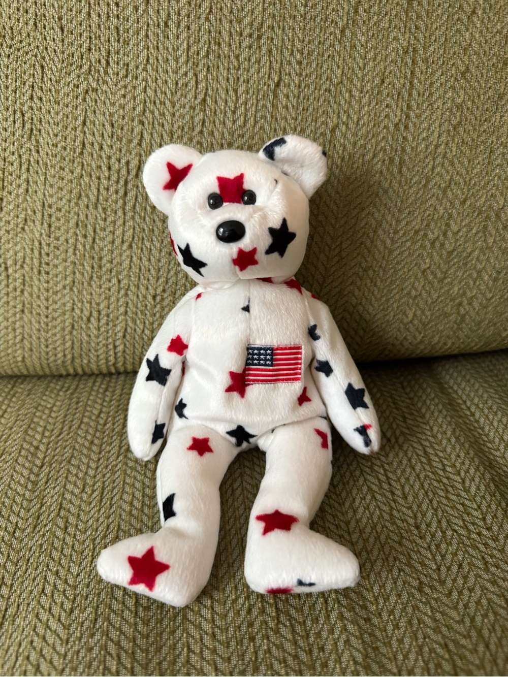 TY Beanie Baby “Glory” - Patriotic Bear with stars and USA flag